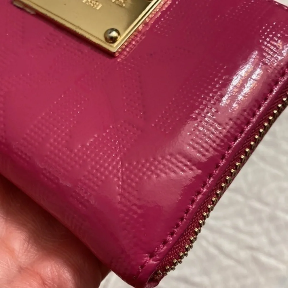 Michael kors pink mk patent leather wristlet wallet
